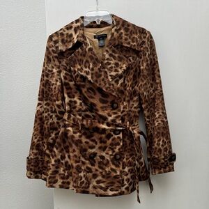 INC International Concepts Animal Print Trench Coat